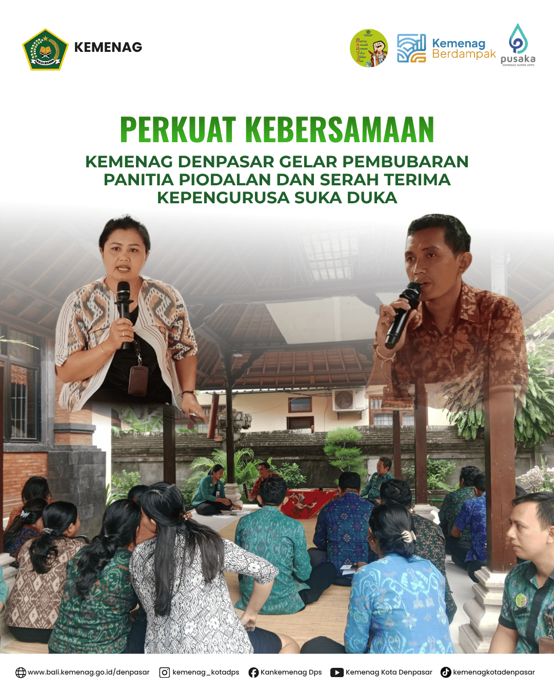 Perkuat Kebersamaan, Kemenag Denpasar Gelar Pembubaran Panitia Piodalan dan Serah Terima Kepengurusan Suka Duka