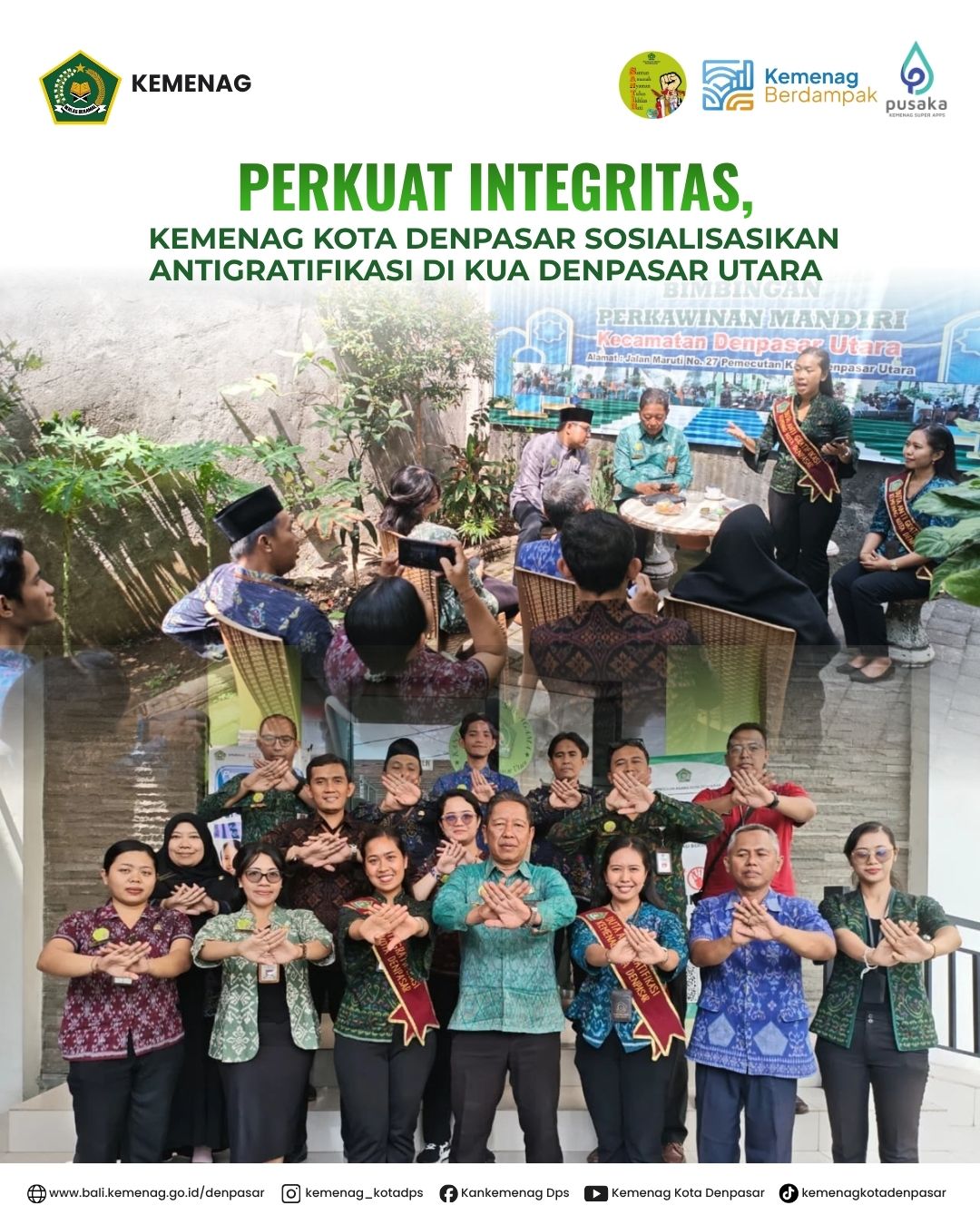 Perkuat Integritas, Kemenag Kota Denpasar Sosialisasikan Antigratifikasi di KUA Denpasar Utara 
