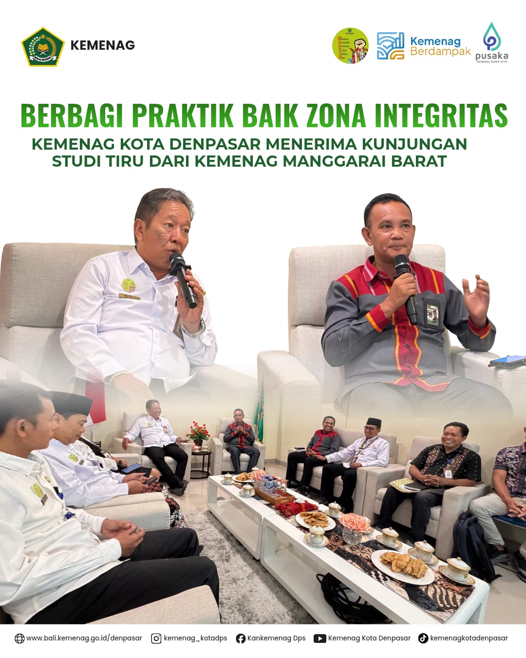 Berbagi Praktik Baik Zona Integritas, Kemenag Denpasar Menerima Kunjungan Studi Tiru dari Kemenag Manggarai Barat