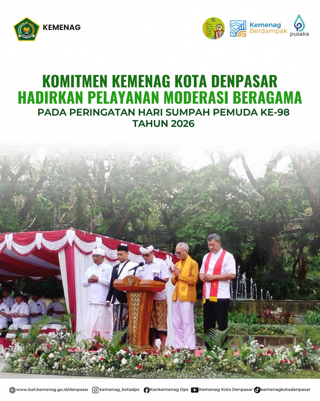 Komitmen Kemenag Kota Denpasar, Hadirkan Pelayanan Moderasi Beragama pada Peringatan Hari Sumpah Pemuda ke-98 Tahun 2026